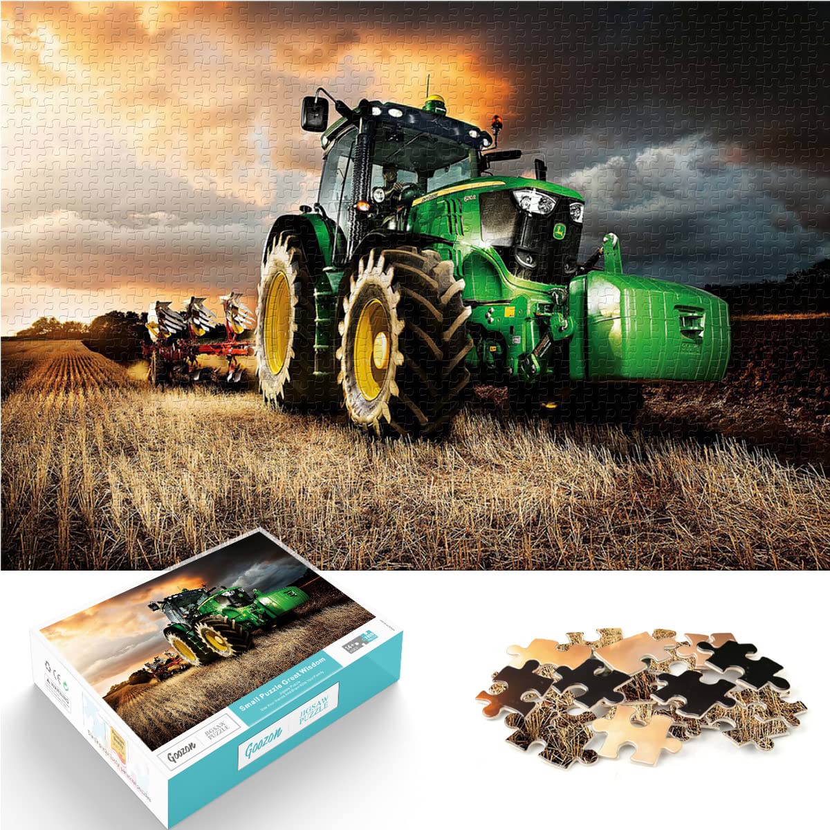 1000 Piece Tractor & Wheat Harvester Farm Puzzle for Adults & Kids - Challenging Educational Toy, Family Game, Home Decor (38x26cm) - Perfect for Stress Relief, Brain Training & Farm-Themed Room Decor
