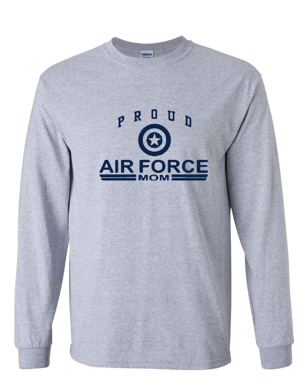 Proud Air Force Mom Long Sleeve T-Shirt - Military Apparel for Women - Perfect for Air Force Events, Military Family Gatherings & Patriotic Holidays