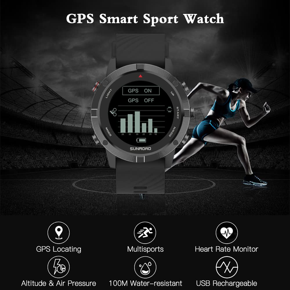 Waterproof GPS Sports Watch with Heart Rate Monitor - 100m Swimproof Fitness Tracker for Running, Swimming & Climbing - Perfect for Outdoor Adventures & Active Lifestyles