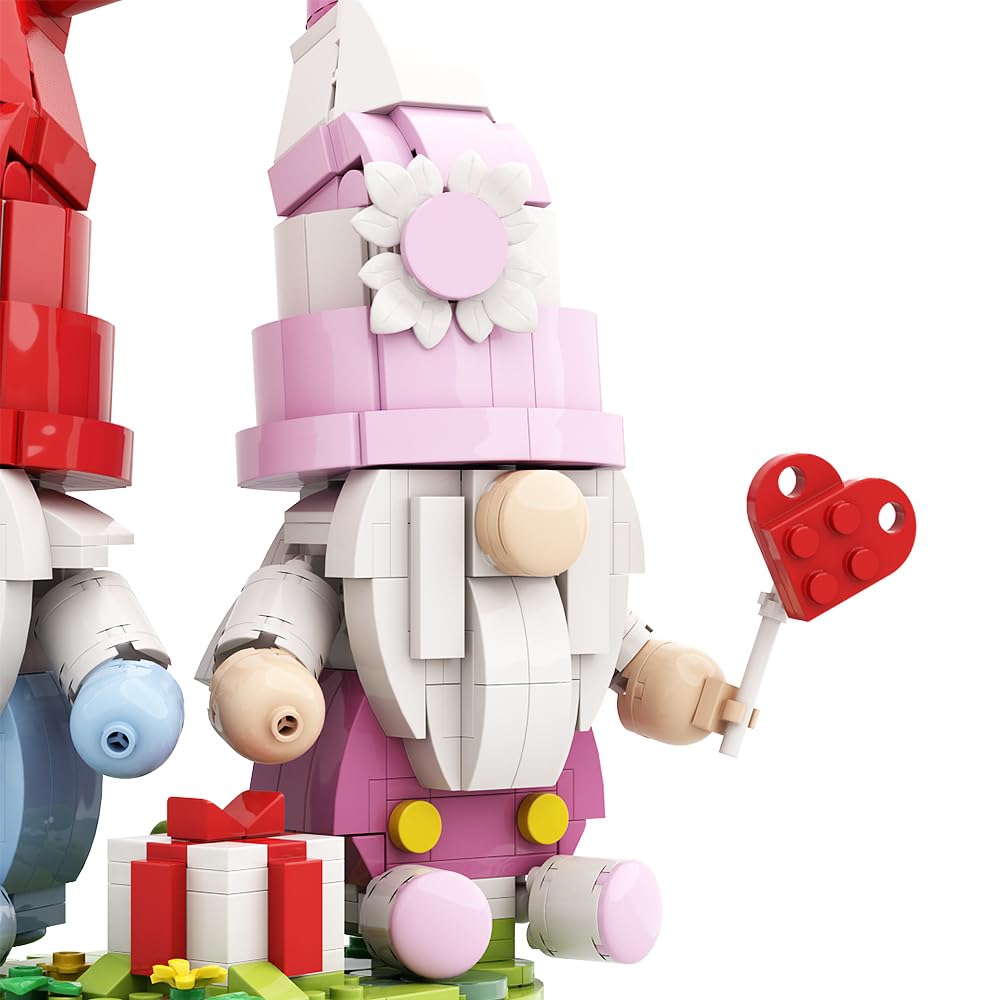 Valentine's Day Gnomes Decor Building Blocks Toys Set - Scandinavian Swedish Tomte Elf Figurines - Romantic Valentine's Gifts for Girlfriend, Wife - Perfect for Home Decor, Table Centerpiece & Holiday Gift Giving