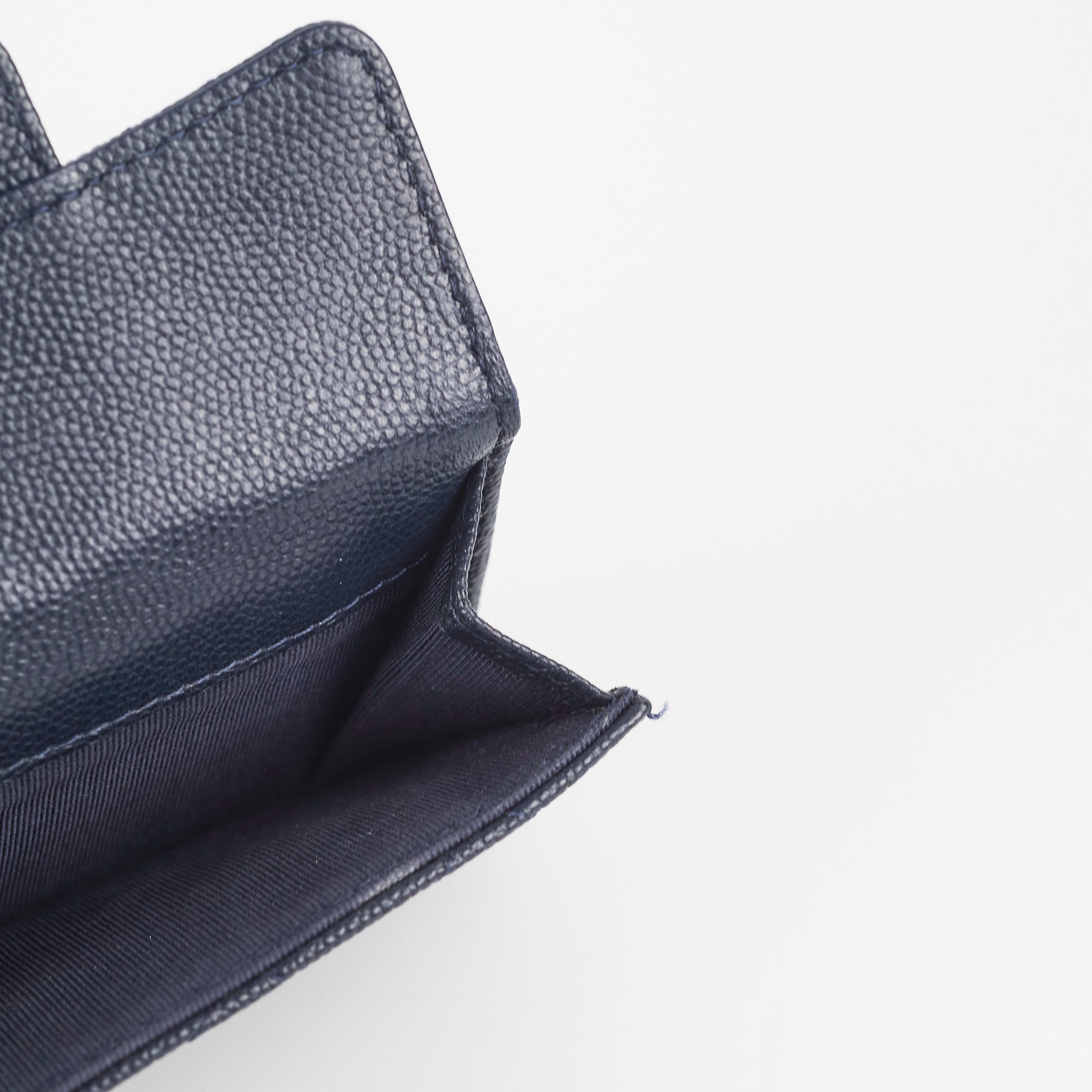 Chanel Caviar Leather Compact Wallet in Navy Blue - Perfect for Everyday Use & Luxury Gift Giving