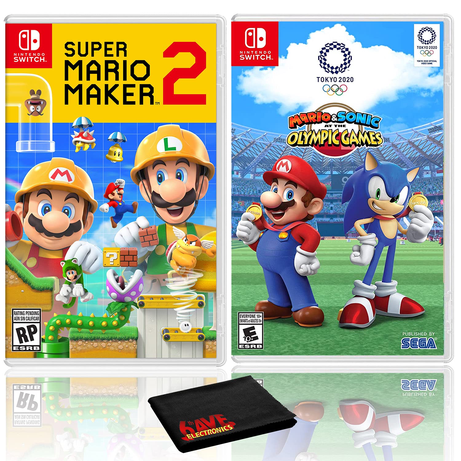 Super Mario Maker 2 & Mario and Sonic at the Olympic Games Tokyo 2020 - Nintendo Switch 2-in-1 Game Bundle - Perfect for Family Fun and Multiplayer Gaming