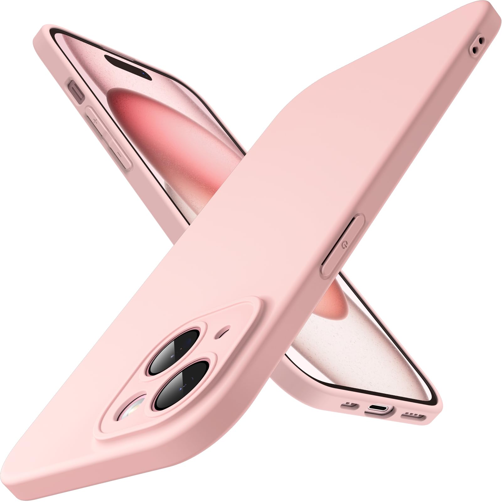 JETech Ultra-Thin Slim Case for iPhone 15 Plus 6.7-Inch - Matte Finish Minimalist Protective Cover with Full Camera Lens Protection (Pink) | Lightweight & Durable Phone Case for Everyday Use, Work, and Travel