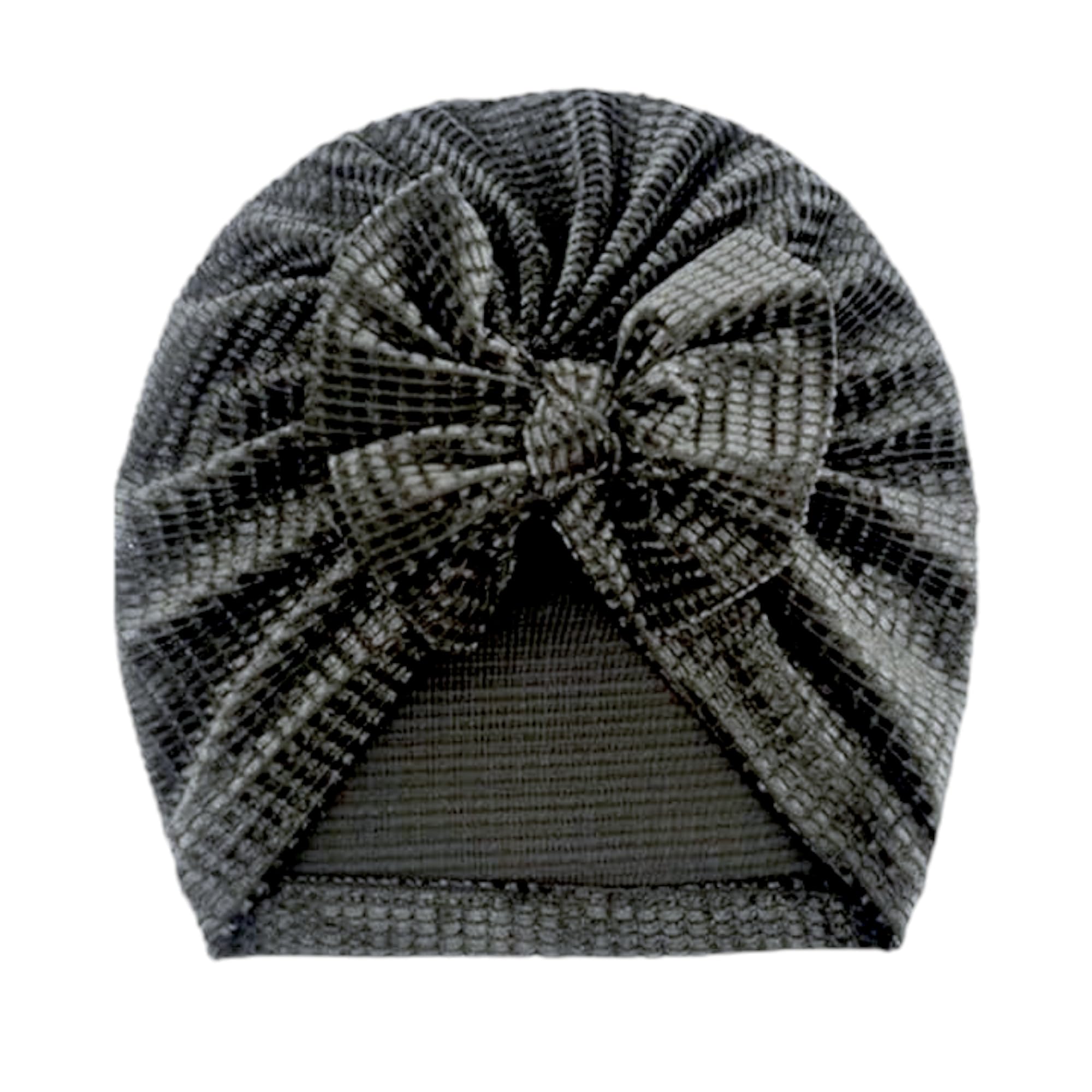 Trubliz Baby Turban Hat for Newborn Girls & Toddlers - Soft Winter Warm Knotted Bow Cap with Plush Milk Silk Sequin - Perfect for Photoshoots, Holidays & Cold Weather Outings