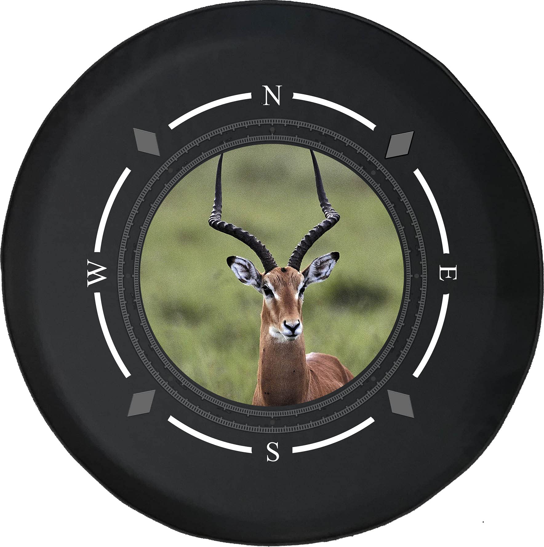 Premium American Unlimited Spare Tire Cover with Compass & Antelope Design - Durable SUV, Trailer, RV Wheel Protector for Off-Road Adventures & Camping Trips
