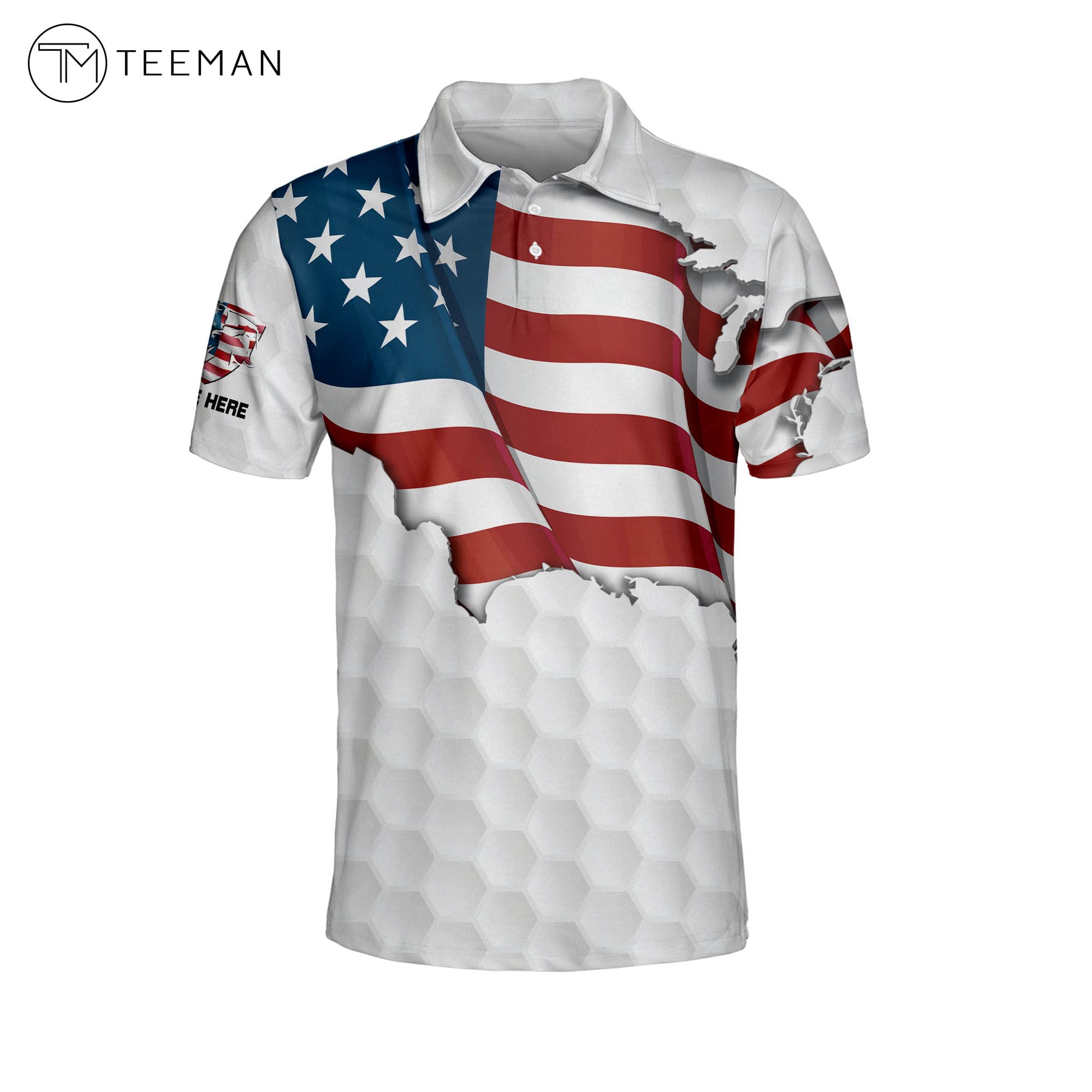 Custom Men's Golf Shirts - USA Flag Patriotic Dry Fit Polo for Golf & Casual Wear | Perfect for Golf Tournaments, 4th of July & Outdoor Activities
