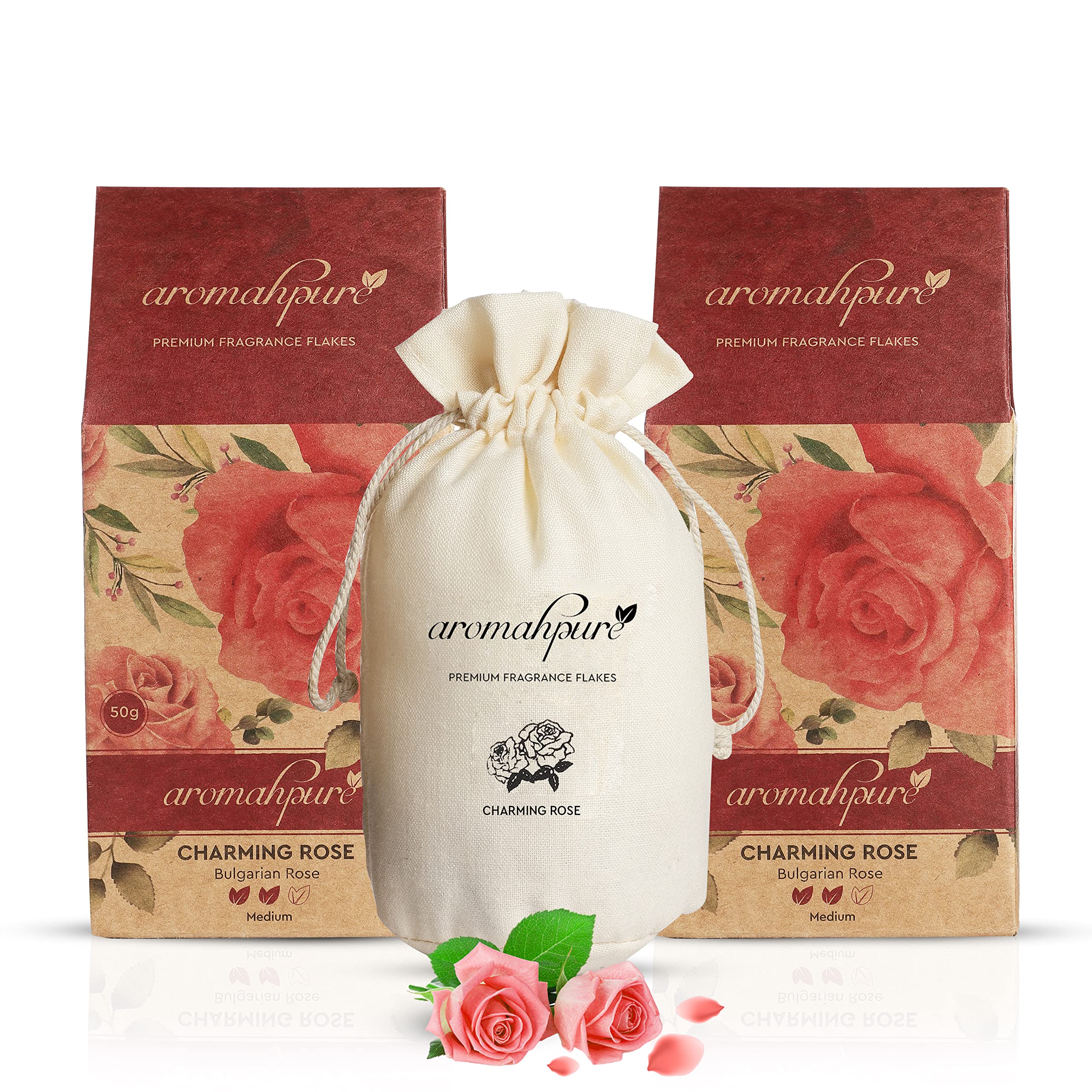 Premium Aromahpure Car Air Freshener Fragrance Flakes - Charming Bulgarian Rose Scent (1.7 Oz Each, Pack of 2) | Long-Lasting Hanging Car Perfume for Fresh & Luxurious Interior | Ideal for Sedans, SUVs & Office Spaces