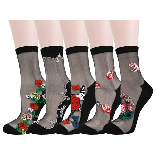 5 Pack-black With Coloful Flowers