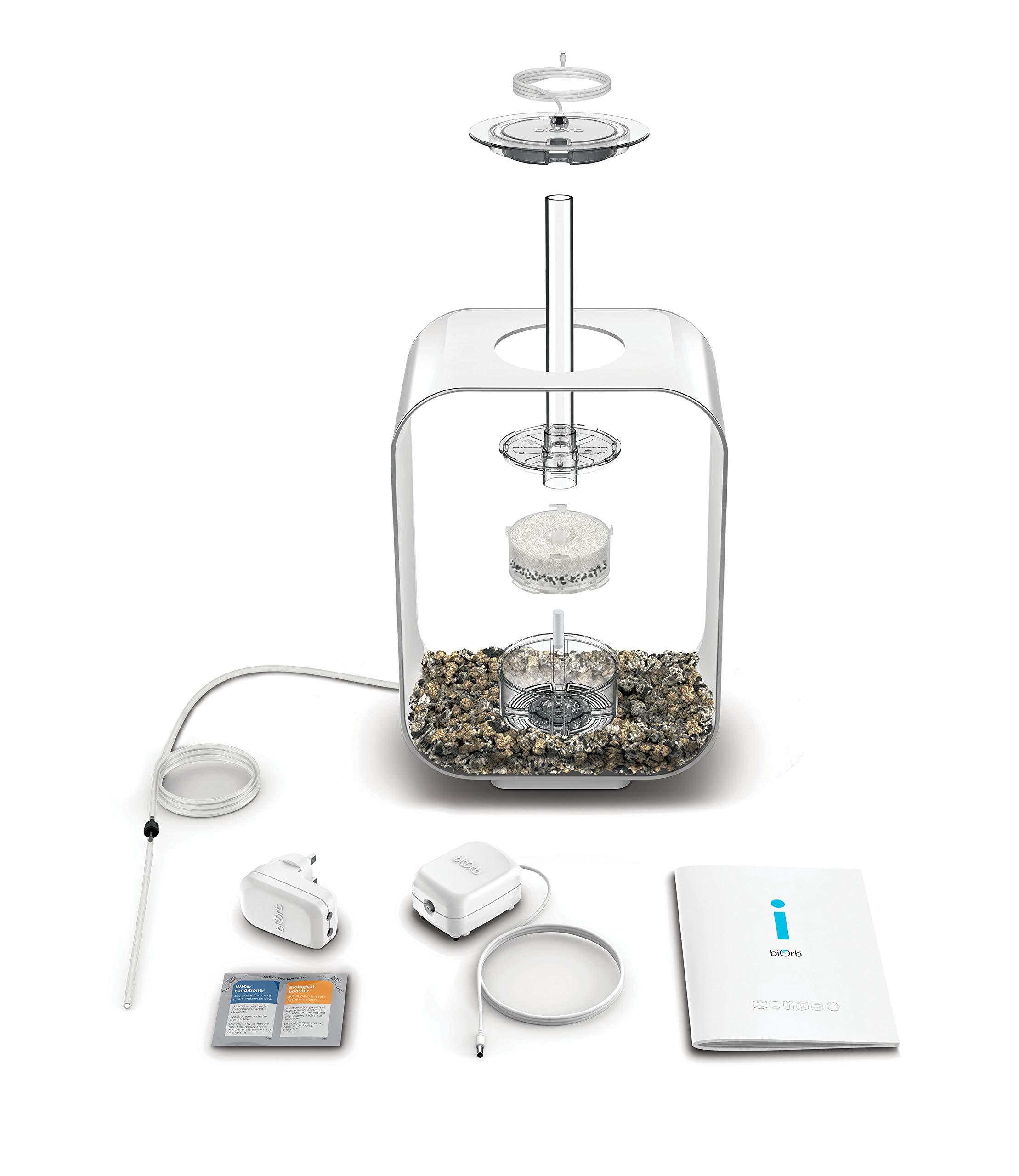 biOrb Life 15 Acrylic 4-Gallon Aquarium with White LED Lights - Modern Compact Fish Tank for Tabletop or Desktop Display - Perfect for Home, Office, or Small Space Decor - White