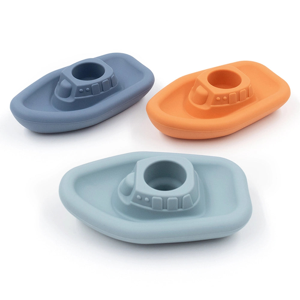 3 Pack Silicone Bathtub Tug Boats for Kids - Fun Bath Toys for Toddlers & Babies - Perfect for Bathtime Play and Water Sensory Activities