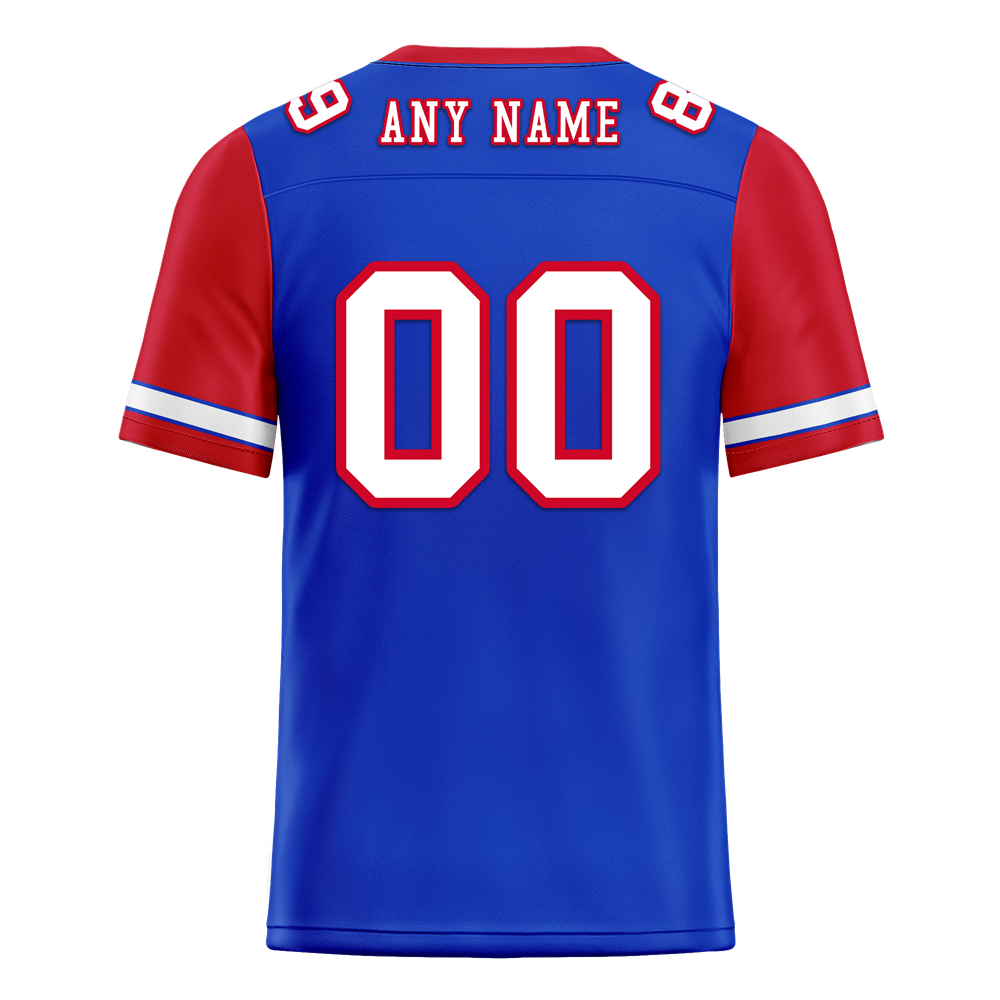 Custom Blue & Red Two-Tone Personalized Authentic Football Jersey FBJ02 - Perfect for Game Day, Team Events & Fan Gear