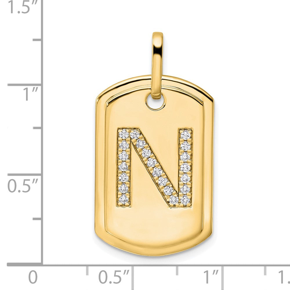 Personalized Gold Initial Dog Tag Pendant with Genuine Diamonds - Custom Name Necklace for Women & Men - Perfect Gift for Anniversary, Birthday & Valentine's Day