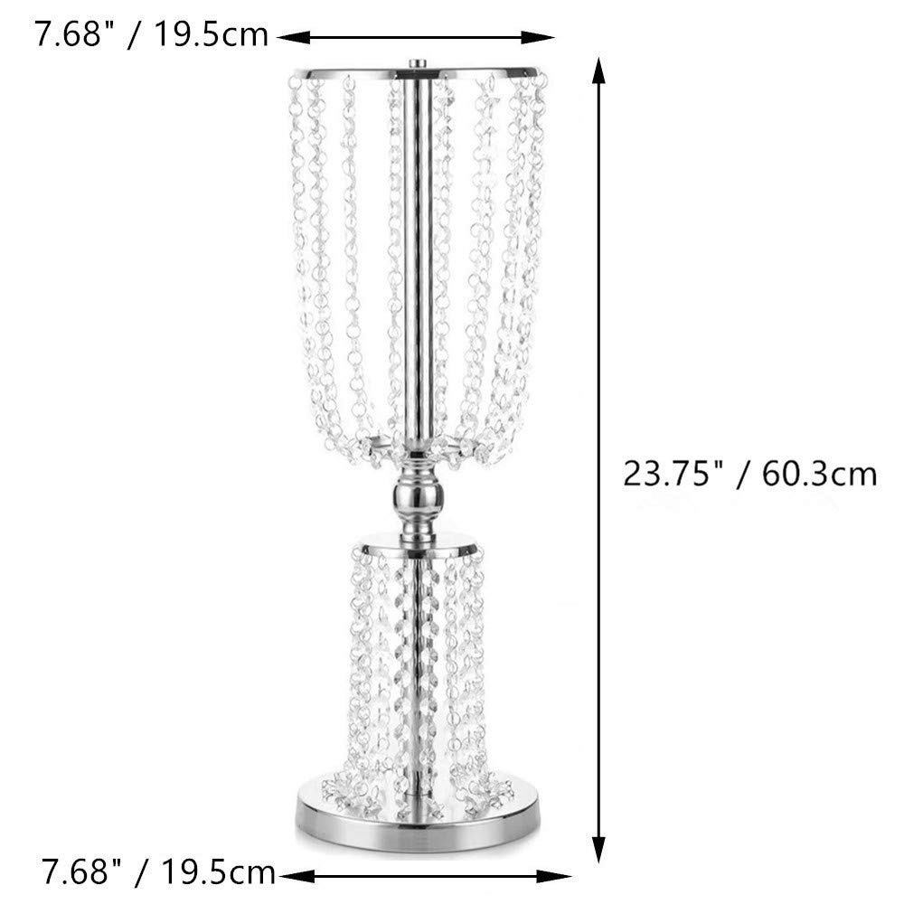 2 Pack 23.75 Inch Tall Crystal Metal Vase - Elegant Flower Stand Holder for Wedding Centerpieces, Reception Table Decor & Chandelier Decorations - Perfect for Weddings, Home Decor, and Event Styling