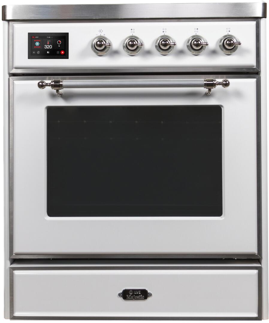 ILVE Majestic II 30-Inch Electric Range - White with Chrome Trim - UMI30NE3WHC - Premium Kitchen Appliance for Modern Homes & Professional Chefs