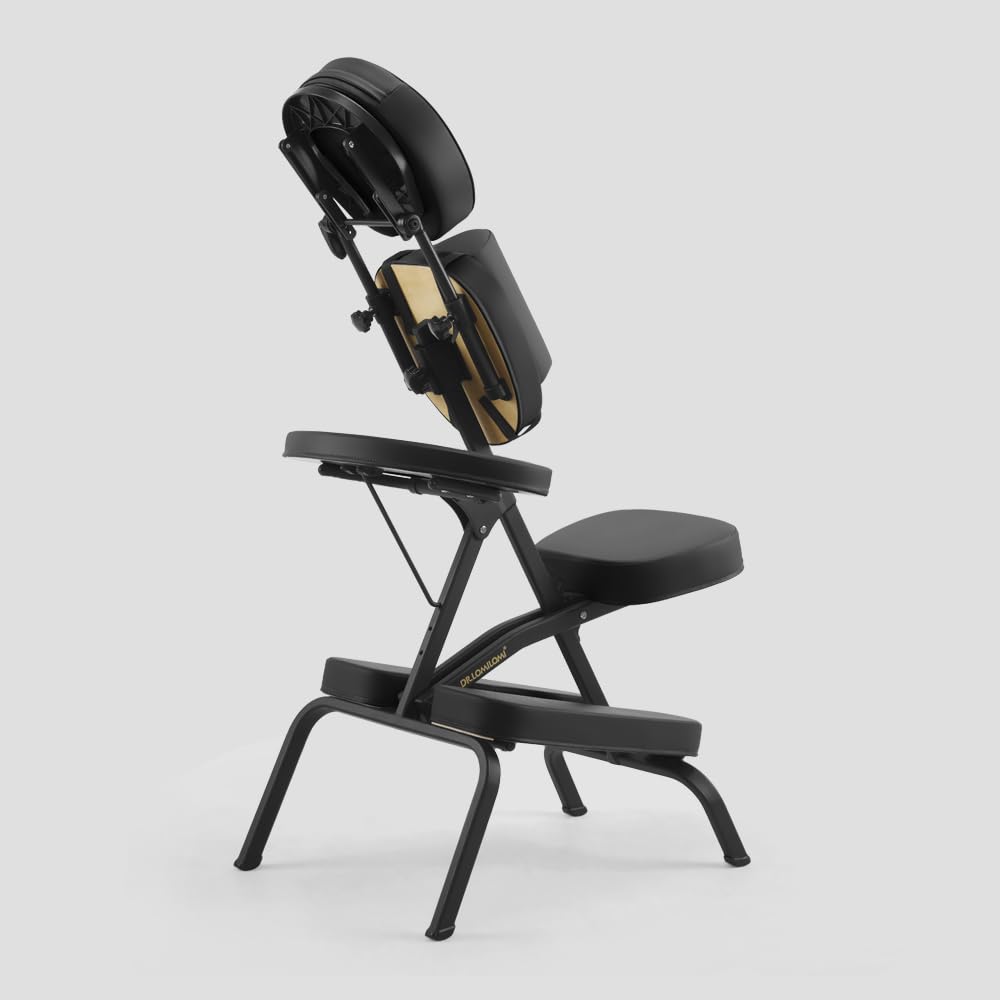 Lightweight Adjustable Folding Portable Massage Chair with Backpack - Aluminum Travel Recliner for Home, Office & Spa (Black) - Perfect for Relaxation, Stress Relief & Pain Management