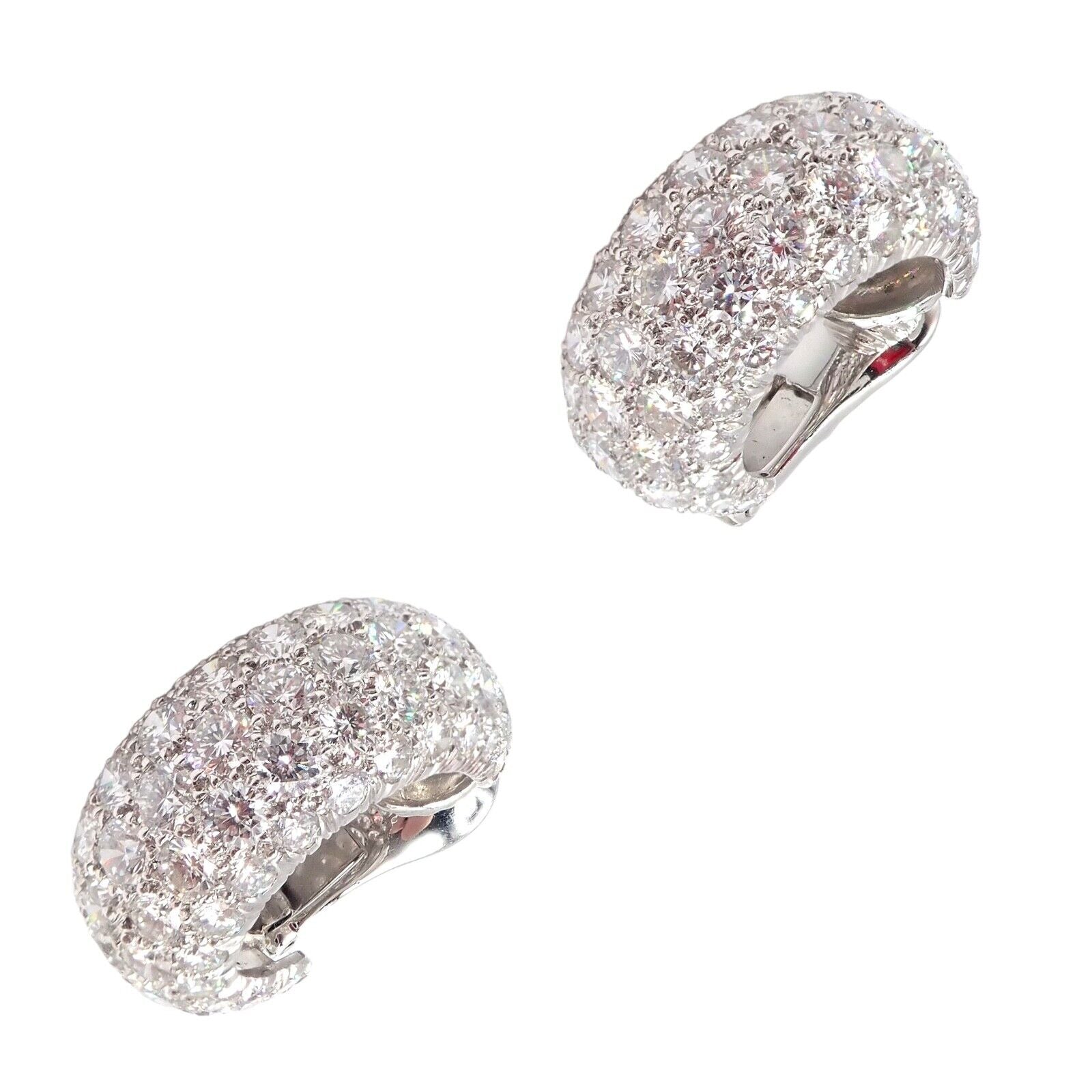 Authentic David Webb Platinum 18k White Gold 10 Carat Diamond Hoop Earrings for Women - Luxury Jewelry Gift for Anniversary, Wedding & Special Occasions