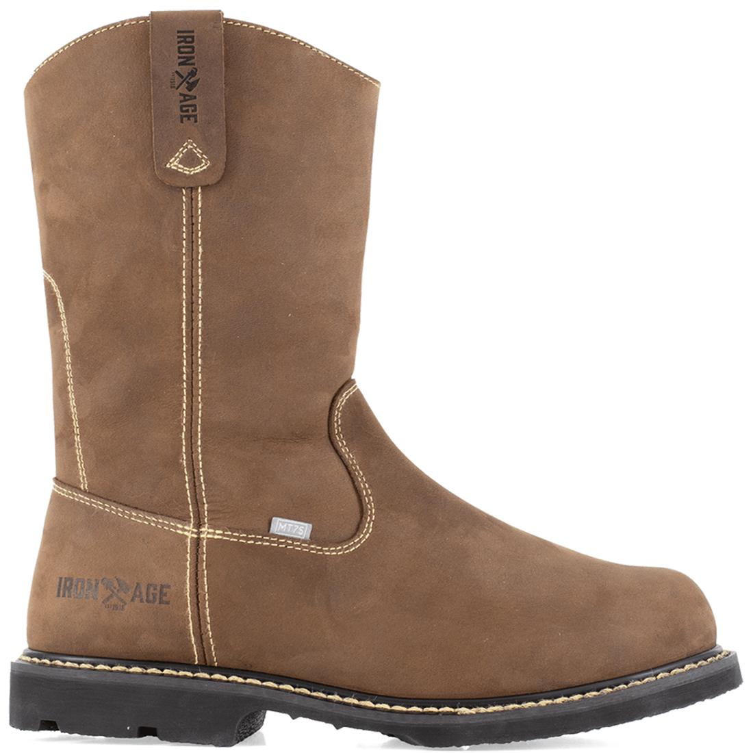 Groundbreaker Composite Toe 11 Inch Waterproof Work Boots with Met Guard - Pull On Safety Shoes for Men, Brown | Ideal for Construction, Warehouse & Industrial Work