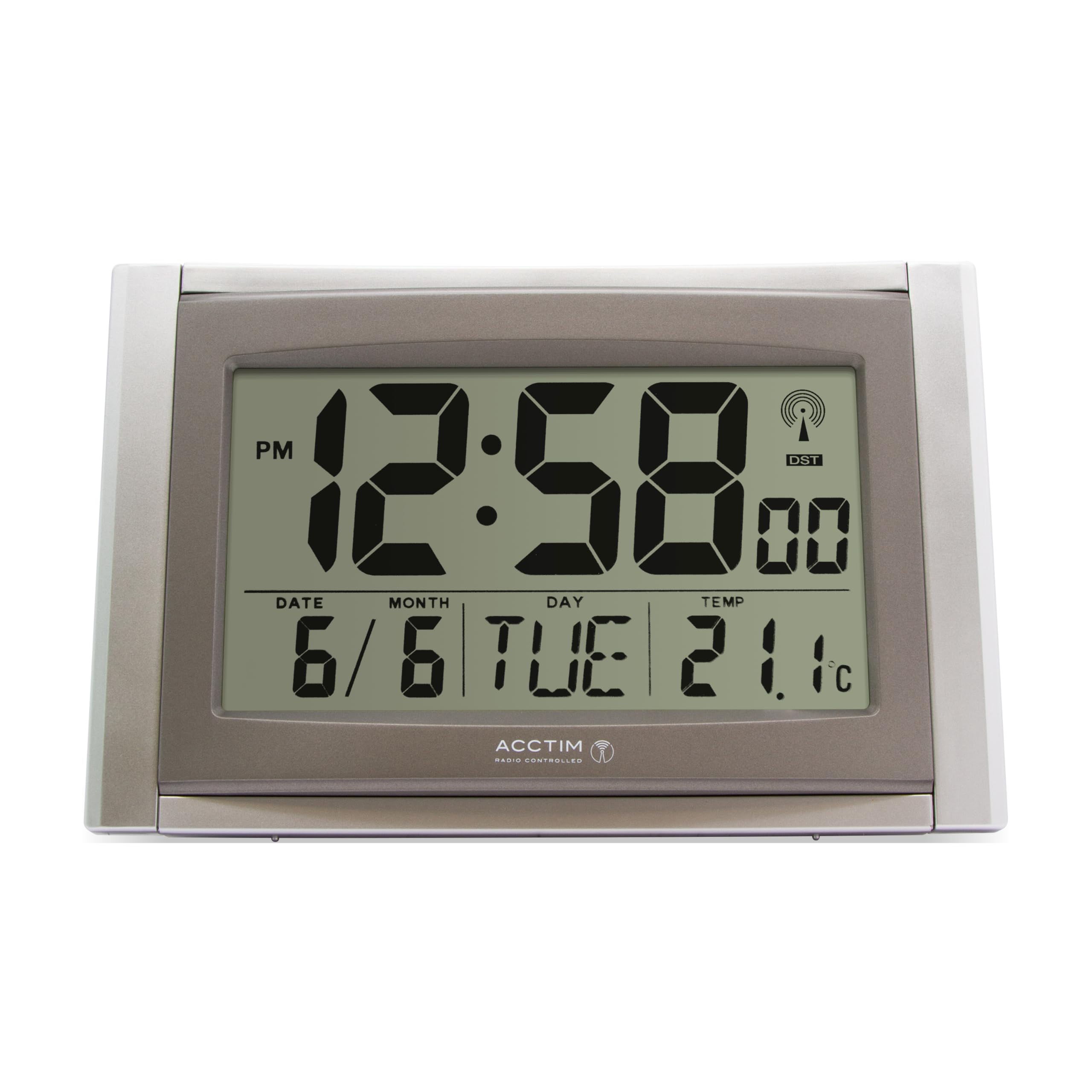 Stratus Smartlite Wall and Desk Clock - Silver | Modern Digital Alarm Clock with LED Display, USB Charging Port & Night Light | Perfect for Bedroom, Office, and Home Decor