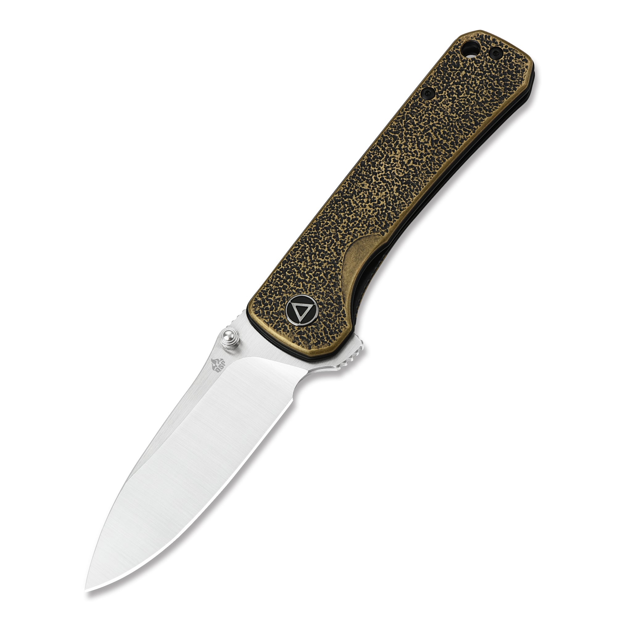 QSP Hawk Liner Lock Pocket Knife - 14C28N Stainless Steel Blade & Brass Handle - EDC Folding Knife for Camping, Hiking, and Everyday Carry