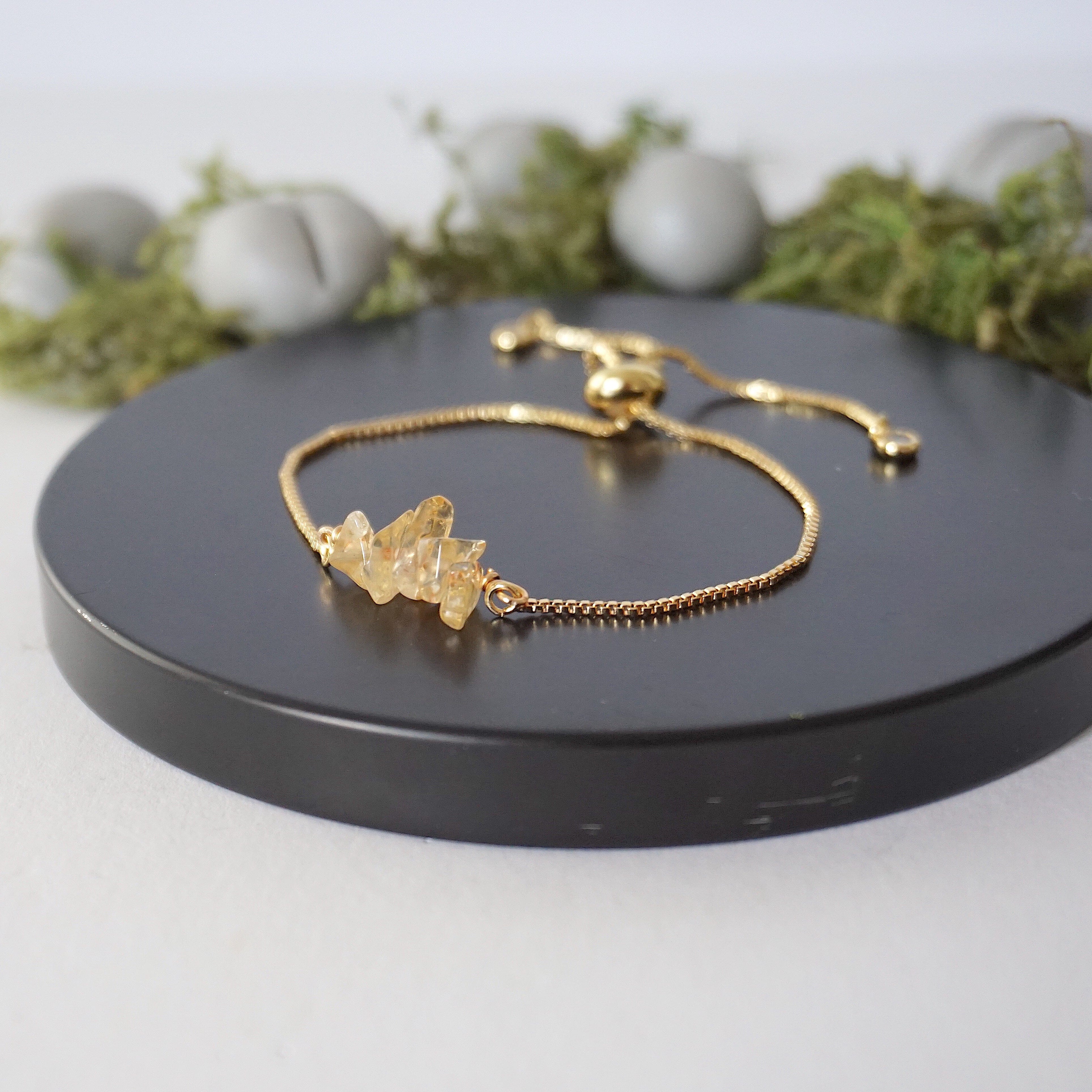 Gold Plated Adjustable Citrine Bolo Crystal Bracelet for Women - Elegant Bohemian Jewelry for Everyday Wear & Special Occasions