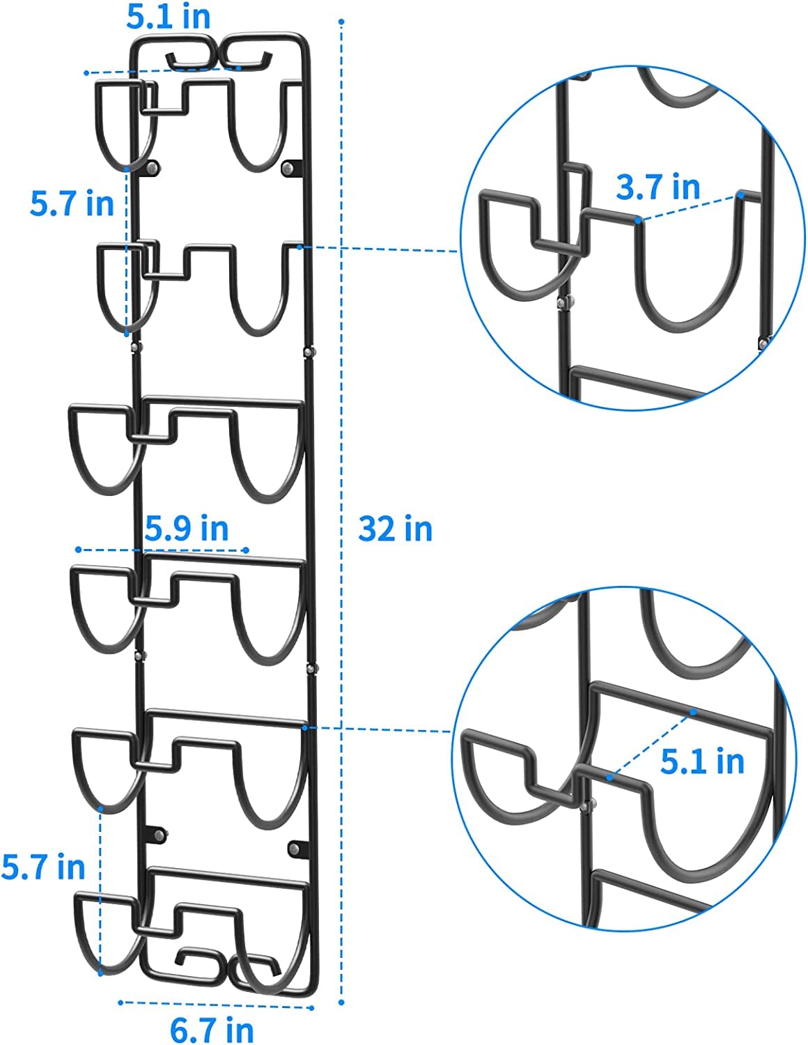 Wall Mounted Towel Storage Rack - 6 Compartment Bathroom Organizer for Towels, Washcloths & Hand Towels | Durable Metal Wine Rack Design | Perfect for Bathroom, Spa & Laundry Room Organization (Black)