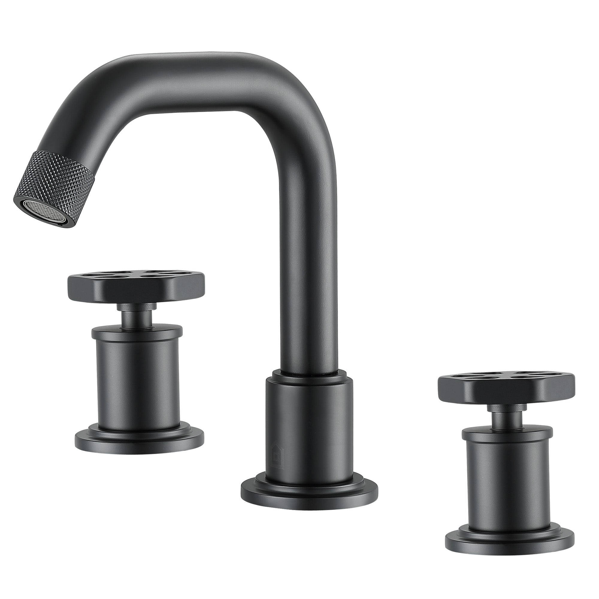Ancona Industria Matte Black Widespread Hexagonal Two-Handle 3-Hole Bathroom Sink Faucet - Perfect for Modern Bathroom Vanities & Powder Rooms