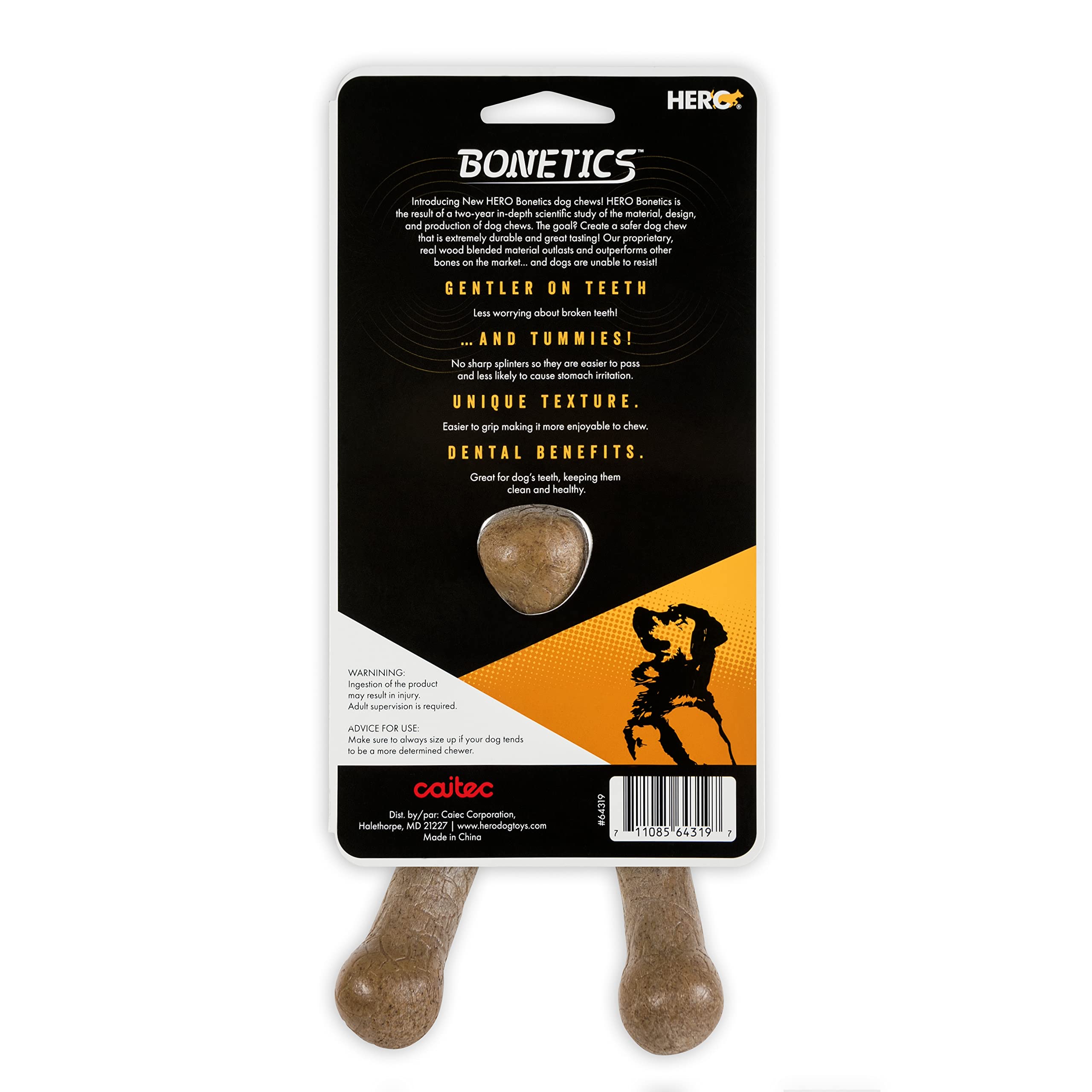 Hero Bonetics Wishbone Dog Chew Toy - Natural Wood Scent Puppy Bones for Large Dogs Up to 65 lbs - Durable Teething Treat for Aggressive Chewers, Perfect for Crate Training & Anxiety Relief