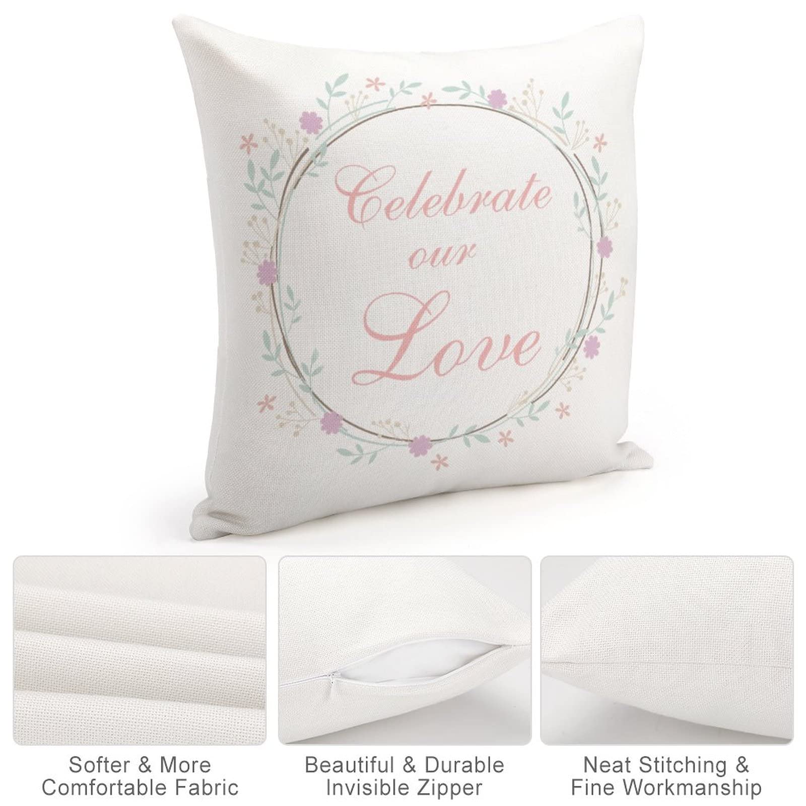 Farmhouse Style 22x22 Inch Pillow Covers - Floral Wreath Design for Couch, Bed & Home Decor | Perfect for Holidays, Valentine's Day & Seasonal Celebrations | Soft Throw Pillow Cases for Living Room, Bedroom & Sofa Decorations