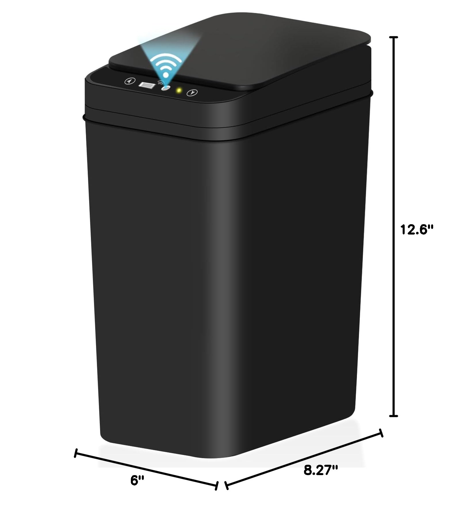 2.6 Gallon Automatic Motion Sensor Trash Can with Lid - Touchless, Waterproof, Slim Design for Bathroom, Bedroom, Office & Living Room - Ideal for Hands-Free Waste Disposal in Small Spaces (Black)
