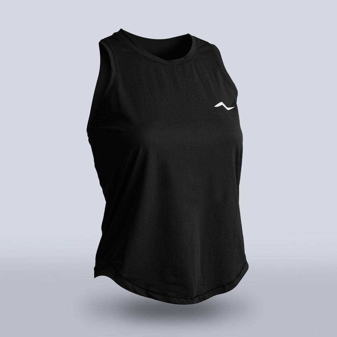Eco-Friendly Women's Black Lightweight Running Singlet - Perfect for Marathon Training & Outdoor Workouts