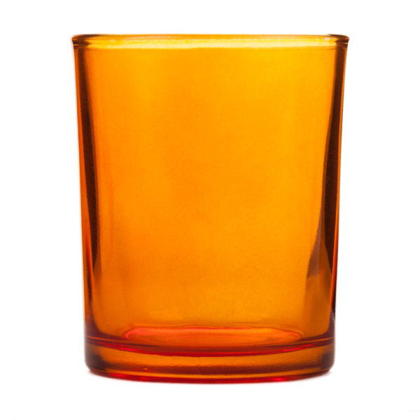 10 Pack Orange Glass Votive Tealight Candle Holders - Elegant Wedding Centerpiece, Christmas Party Decor, Bridal Shower & Baby Shower Decorations - Perfect for Romantic Dinner, Holiday Tablescapes & Special Events