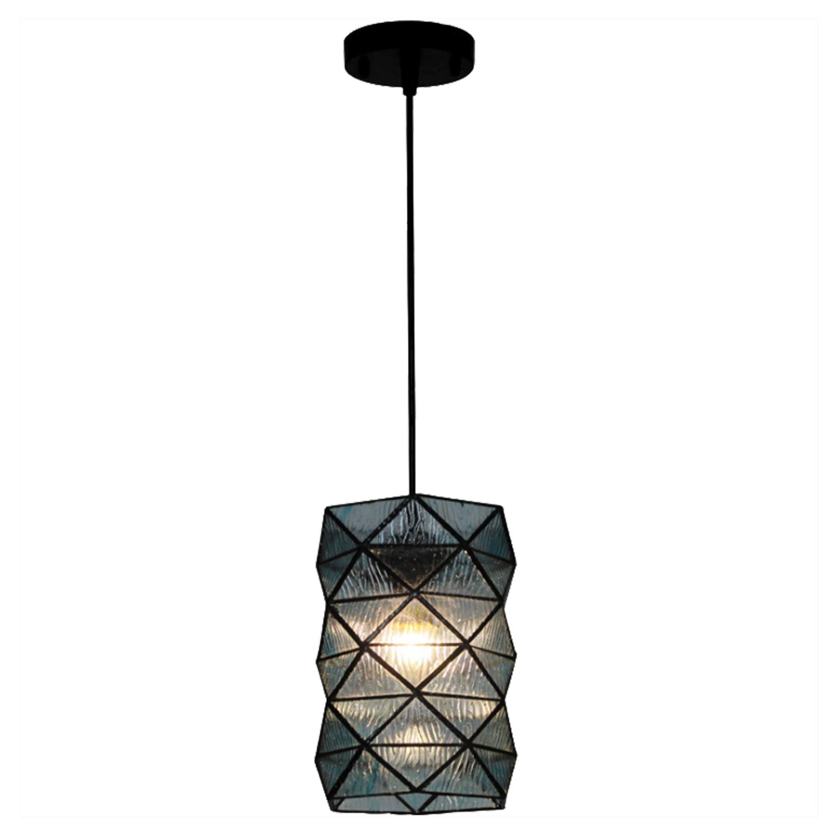 AIBOTY 6 Inch Mini Pendant Lamp - Modern Creative Water Glass Shade E27 Base (110V-240V) - Blue Hanging Light for Corridor, Restaurant, Cafe, Bedroom & Living Room Decor