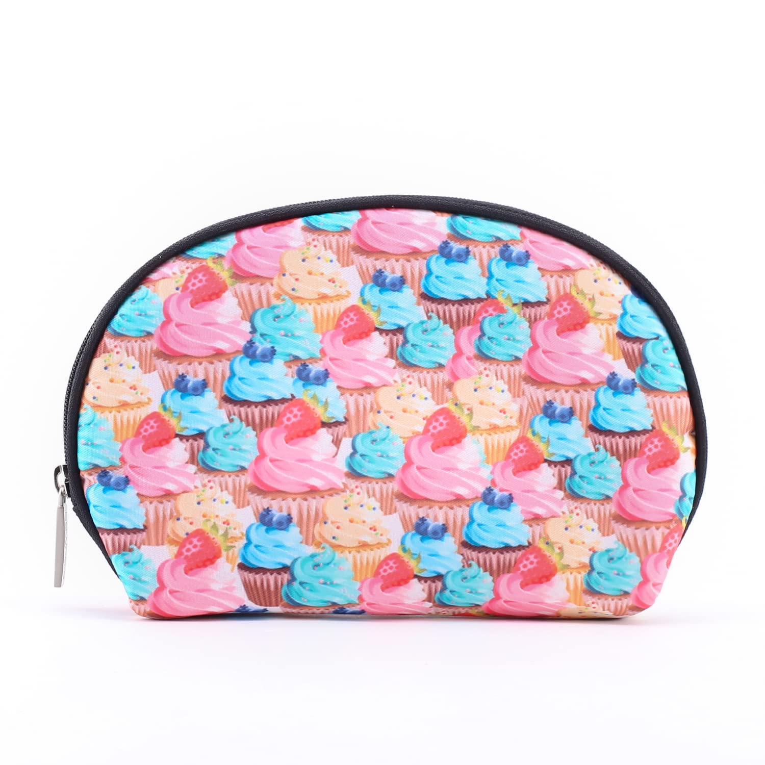 CowCow Women's Makeup Bag - Cute Cupcake Design Cosmetic Pouch for Travel, Gym & Daily Essentials Storage (Colorful Cake Pattern)