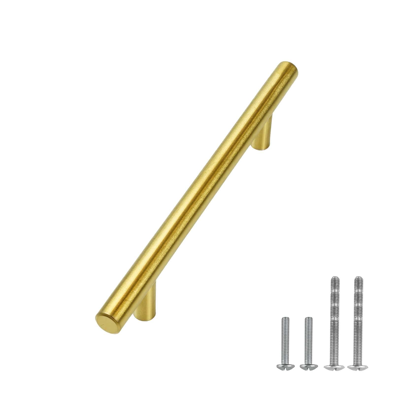 Stainless Steel Cabinet Handles 15 Pack - Brushed Gold for Kitchen & Bathroom