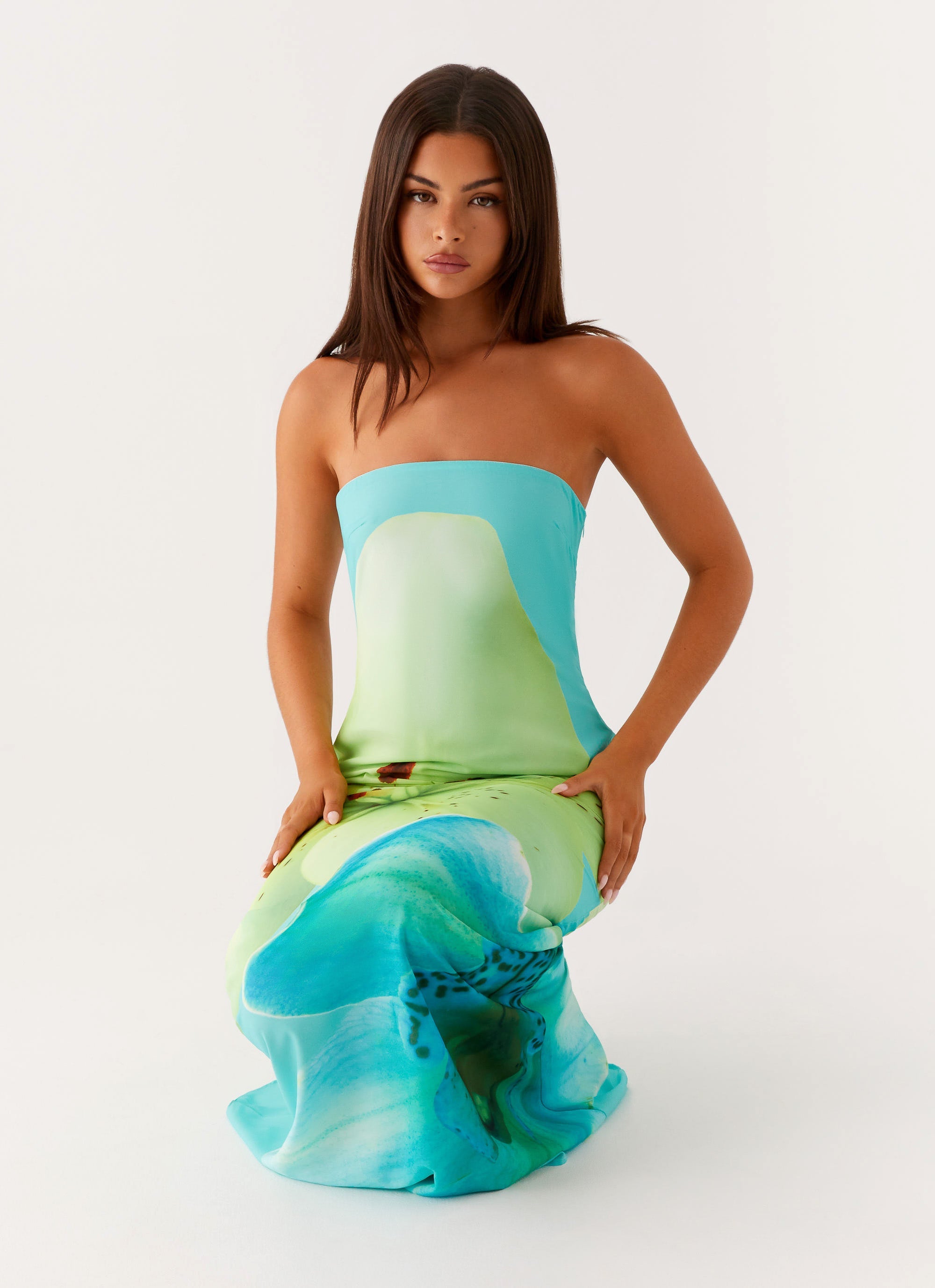 Darcy Maxi Dress - Turquoise Floral Print Long Summer Dress for Women | Beach Wedding, Vacation, Boho Chic Outfit