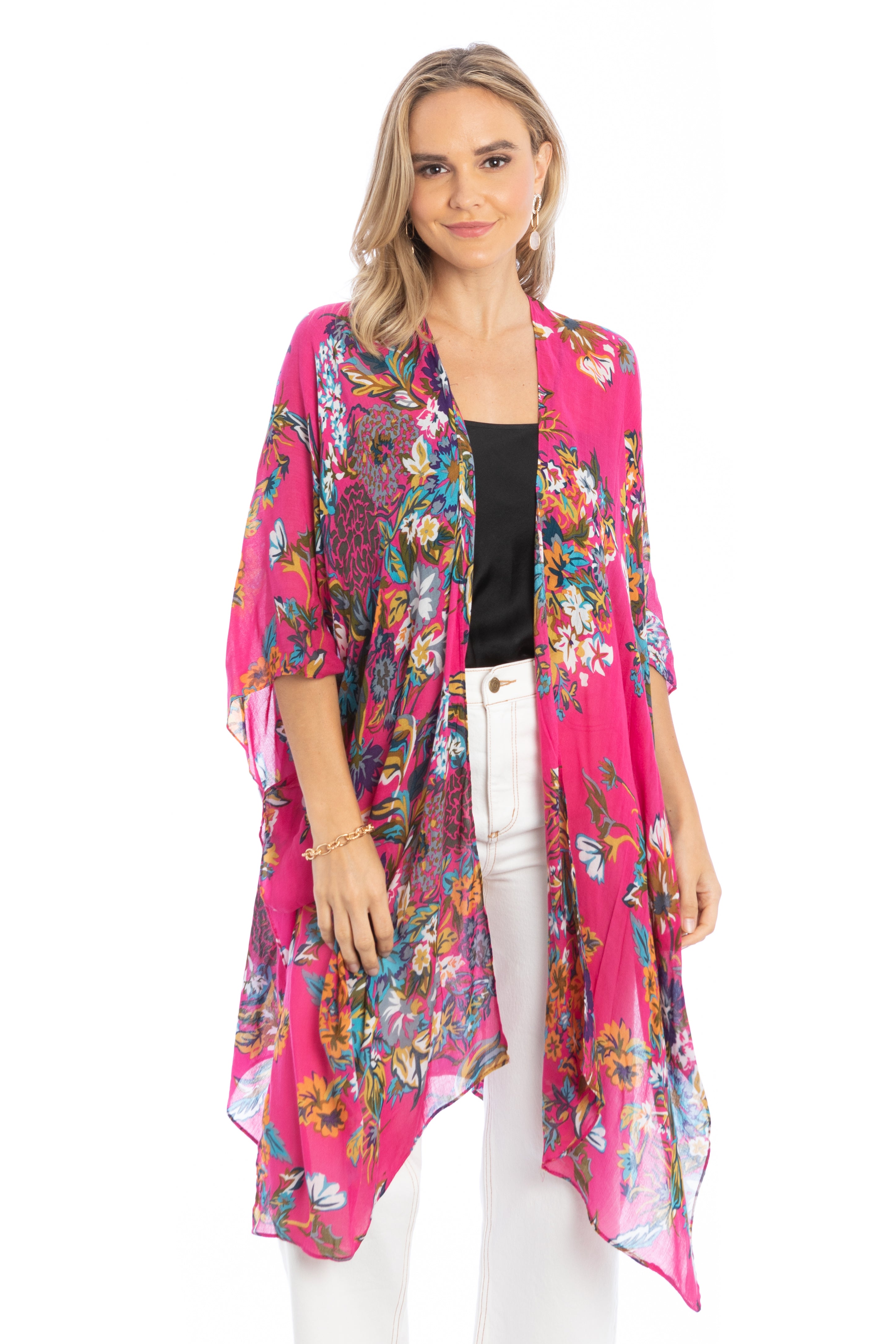 Elegant Floral Kimono Robe - Lightweight & Flowy Women's Cover Up for Beach, Pool, or Lounge Wear
