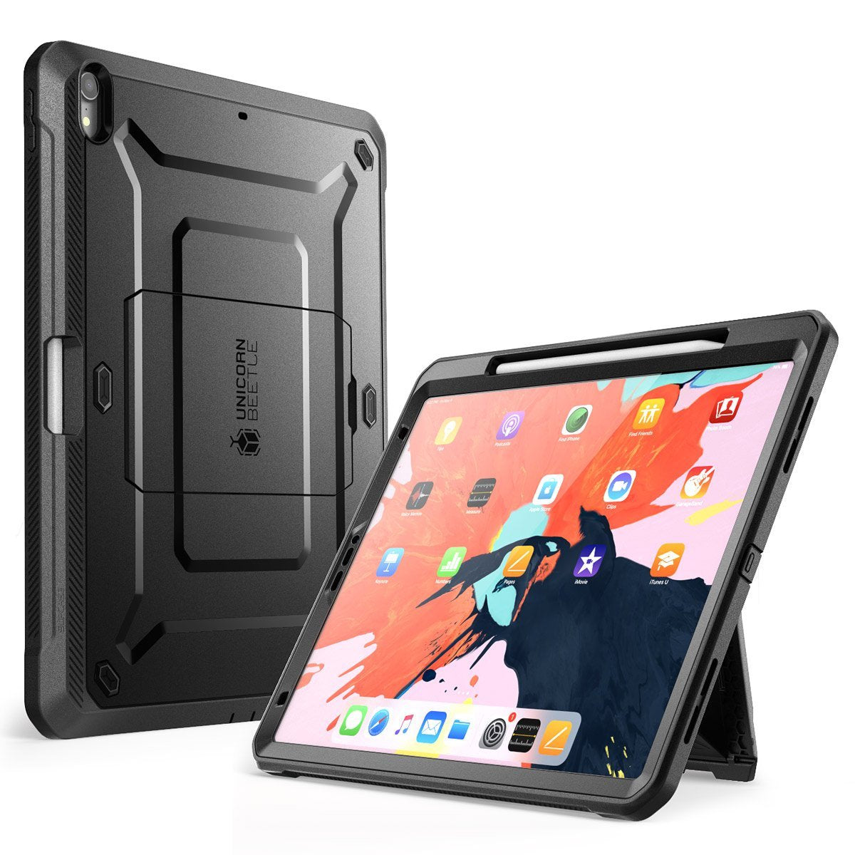Apple iPad Pro 12.9 Inch 2018 Model Unicorn Beetle Pro Rugged Full Body Protective Case - Shockproof, Drop Proof & Apple Pencil Compatible (Black) - Perfect for Work, Travel & Outdoor Adventures