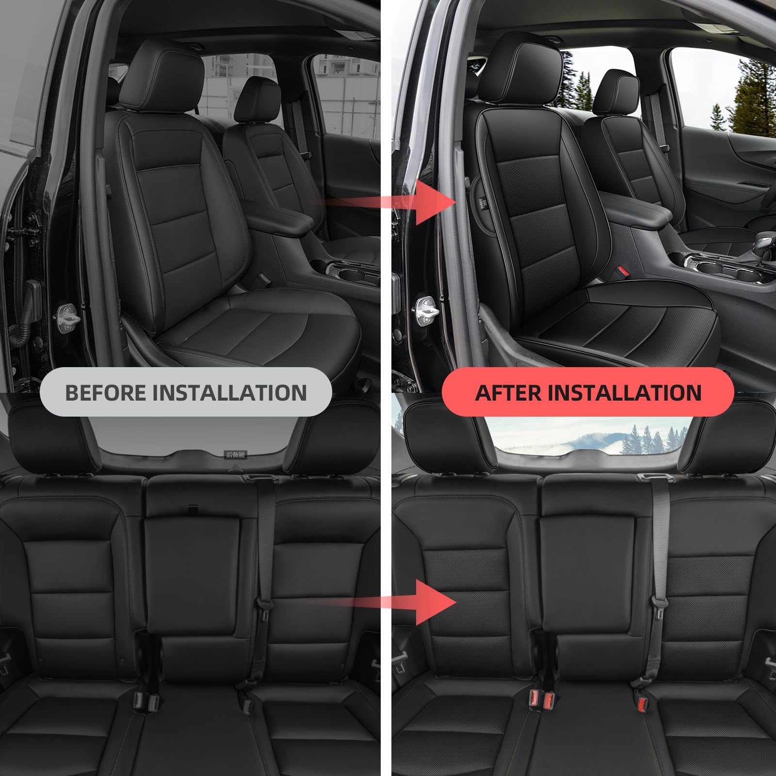 Premium Custom Fit Seat Covers for Chevy Equinox 2018-2024 (LT/LS/Premier/RS Models) - Full Set Black Neoprene Car Seat Protectors - Perfect for Daily Commute, Road Trips & Family Protection