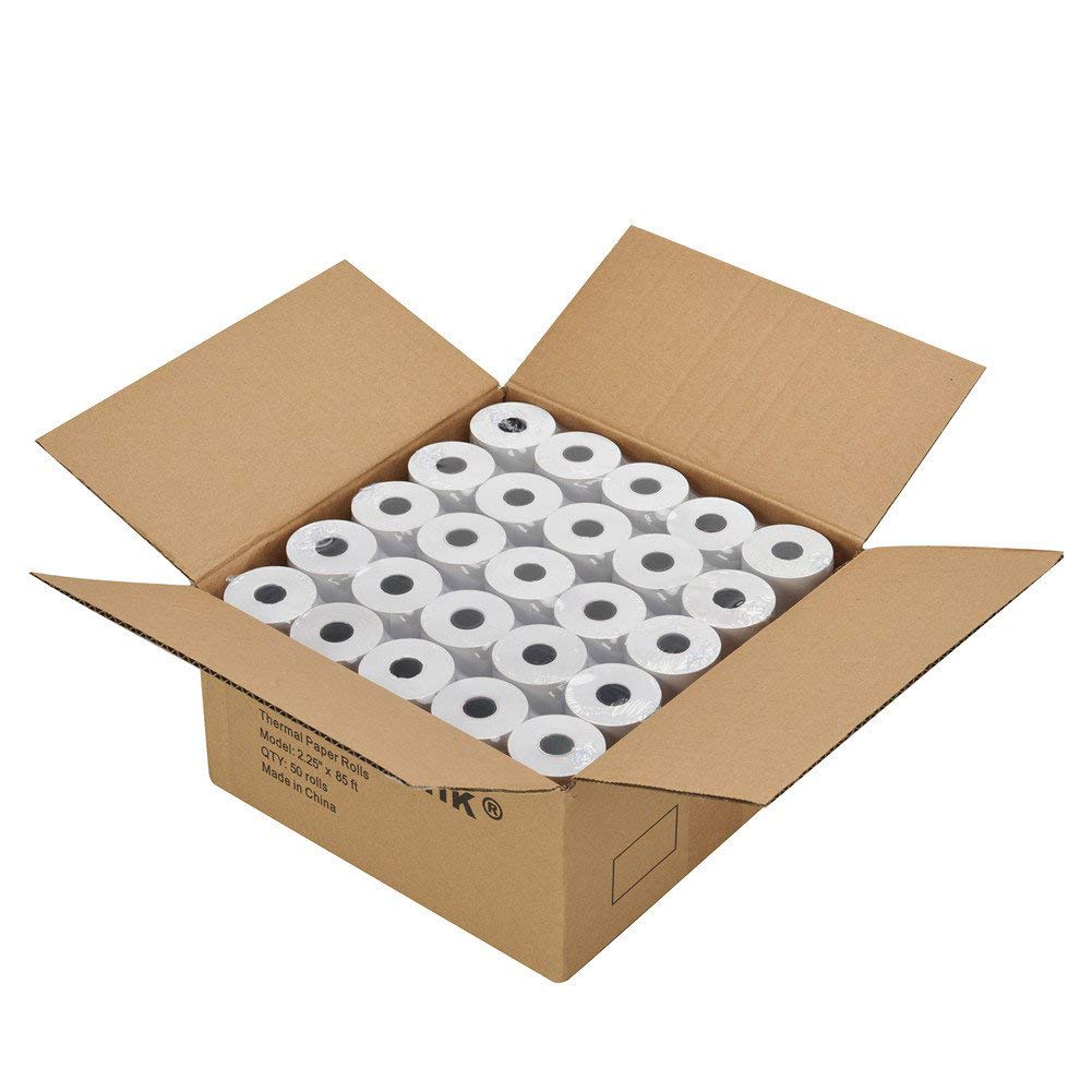 RBHK 2 1/4 x 85' Thermal Paper Rolls - 50 Pack Credit Card Receipt Paper for POS, ATM, and Cash Register Use