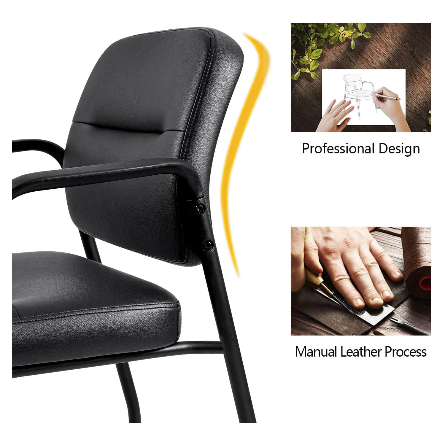 Devoko 2-Pack Premium Leather Reception Chairs - Ergonomic Office Waiting Room Chairs with Armrests & Lumbar Support - Executive Guest Chairs for Lobby, Clinic, Hotel, and Business Waiting Areas