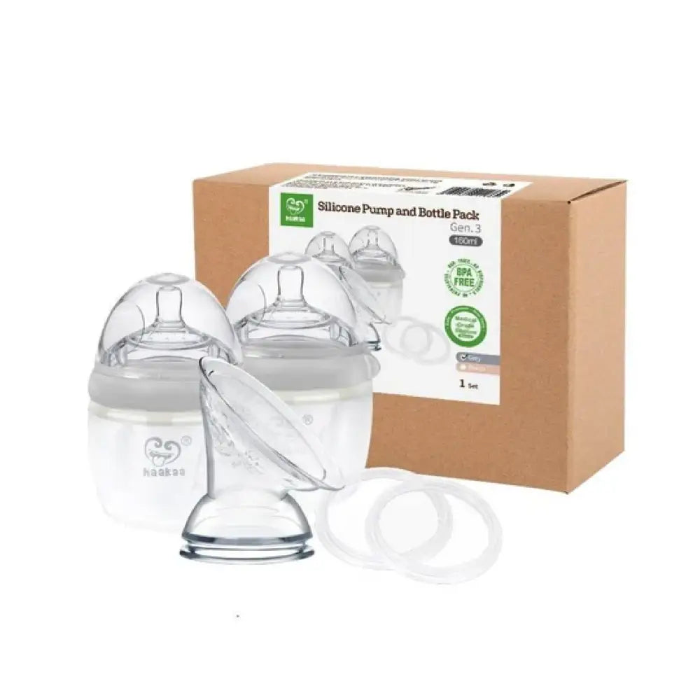 Haakaa Gen 3 Silicone Breast Pump & Baby Bottle Set - Hands-Free Breastfeeding & Milk Collection for Nursing Moms