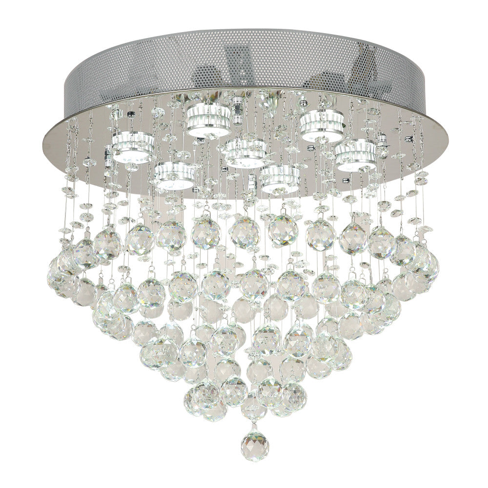 7 Light Crystal Chandelier - 45cm Modern Savina Style for Dining Room, Bedroom & Living Room Decor | Elegant Lighting Fixture for Home & Office