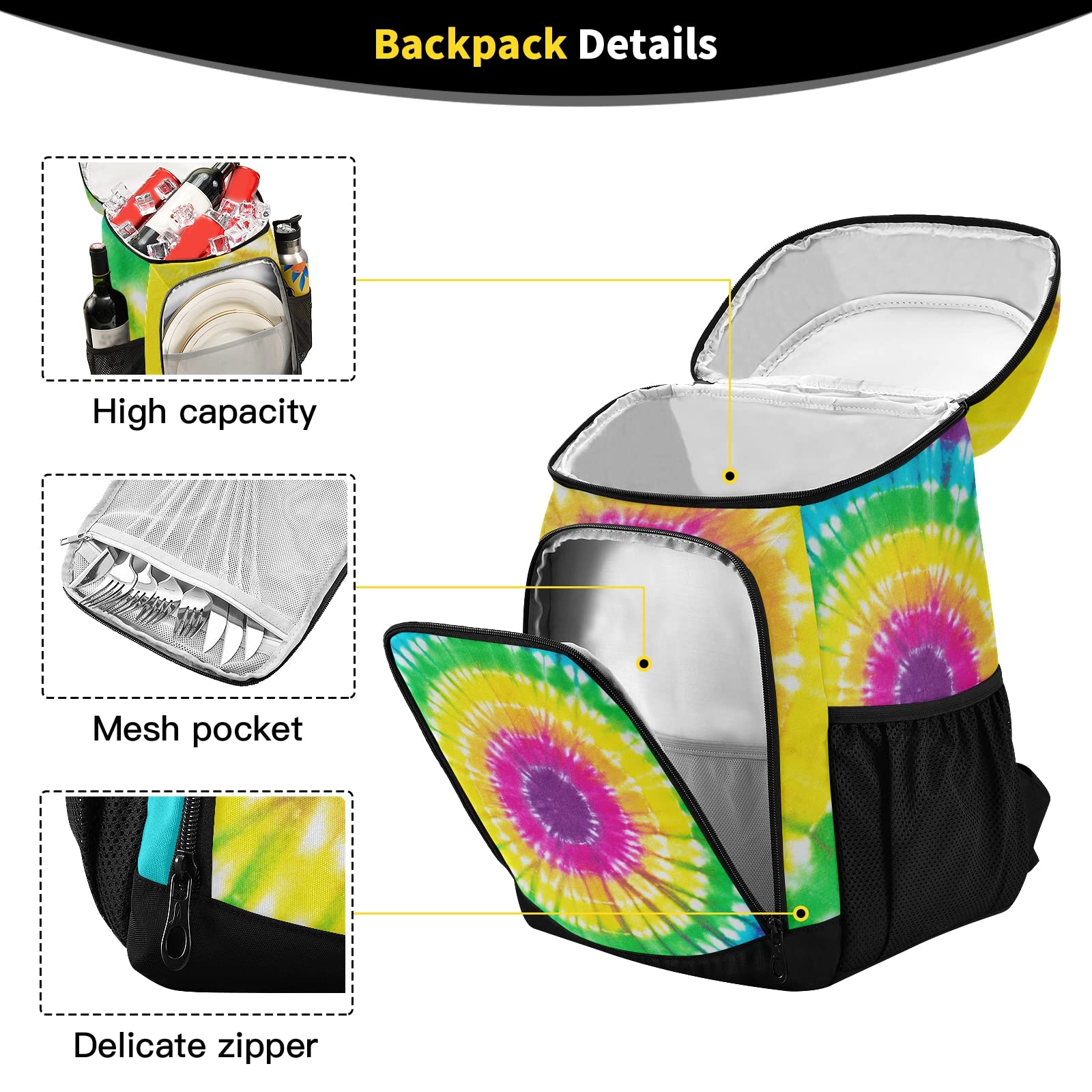 Insulated Pineapple Cooler Backpack - Leak Proof & Waterproof Beach Bag for 30 Cans - Lightweight Soft Cooler for Lunch, Picnic, Hiking, Camping - Perfect for Men & Women - Great for Outdoor Adventures, Beach Trips & Tailgating
