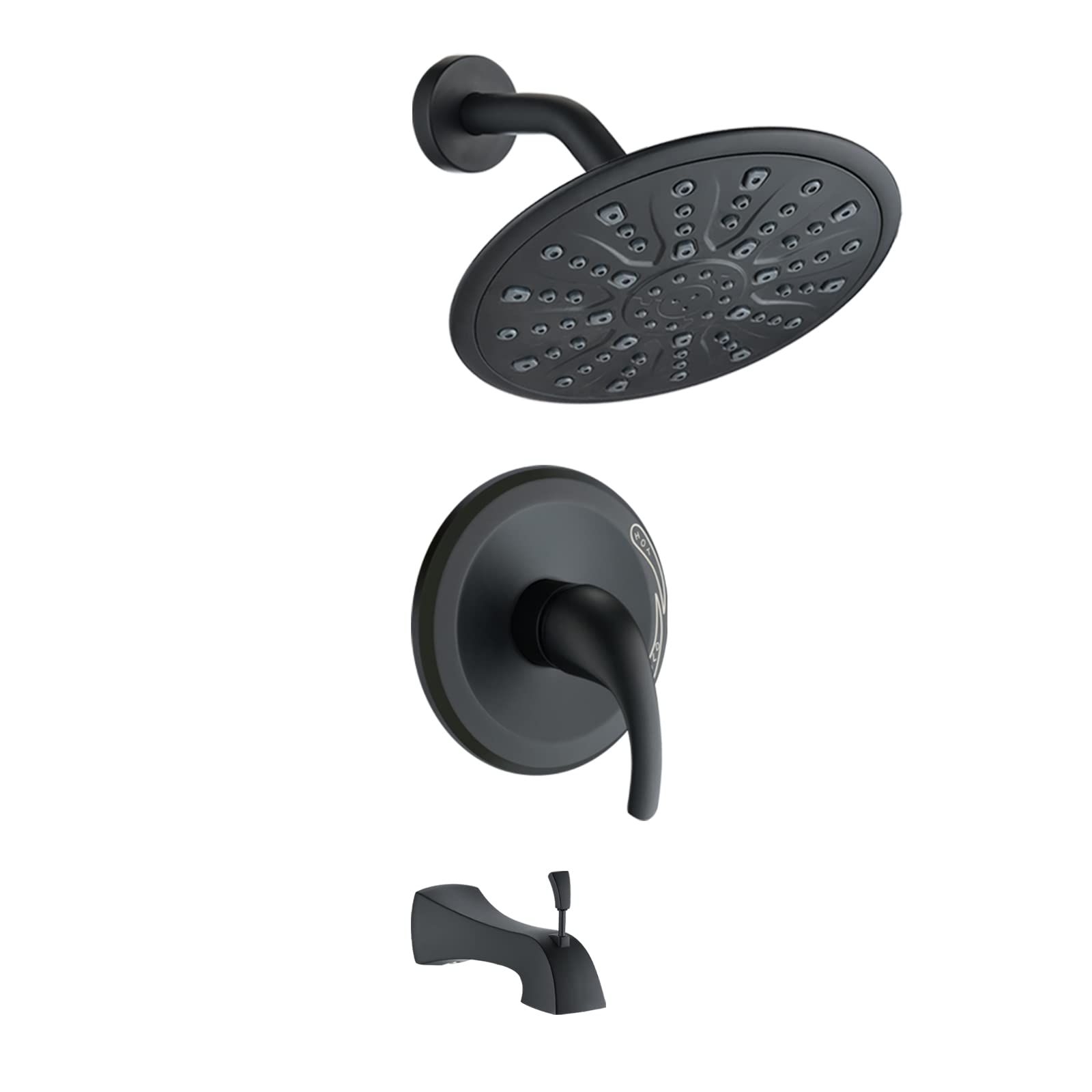 Premium Matte Black Tub and Shower Faucet Set with 3-Spray Shower Head & Pressure Balance Valve - Modern Bathroom Fixture for Luxurious Spa Experience at Home