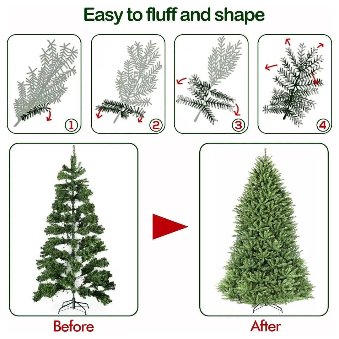 6.5'/7.5'/9' Premium Artificial Christmas Tree with Realistic Branch Tips, Sturdy Metal Stand & Hinged Branches - Perfect for Home, Office & Holiday Decorations