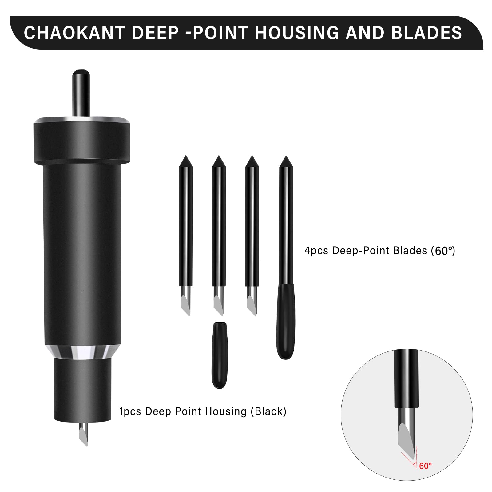 Precision Deep Cut Blades (4pcs) for Cricut Maker 3/Maker/Explore 3/Air 2/Air/One - 1.4mm Replacement Blades & Housing for Thick Materials - Perfect for Vinyl, Cardstock, Leather & DIY Craft Projects