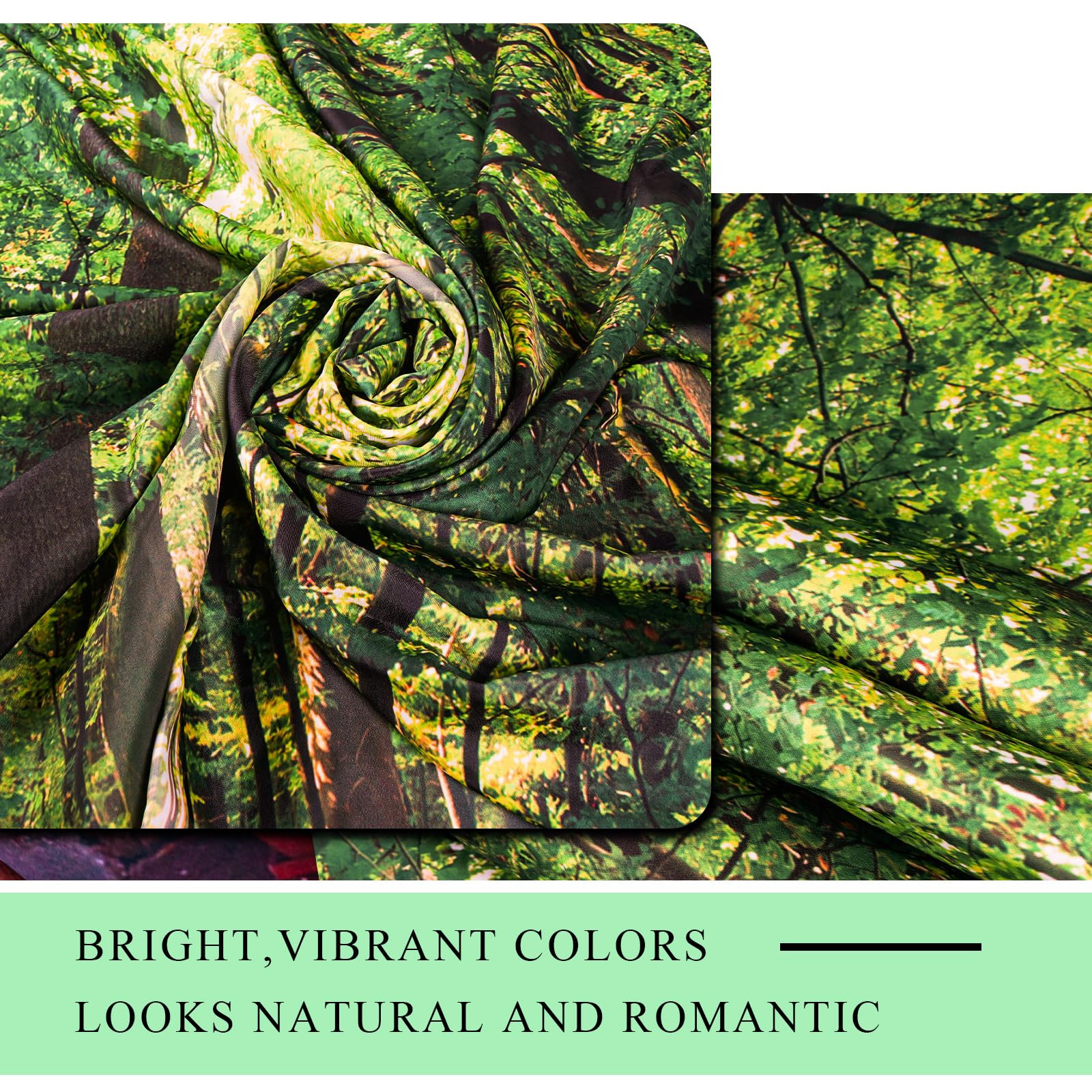 SRJ2018 Woodland Decor Shower Curtain Set - Deciduous Forest Summer Foliage with Sunlight | Romantic Holiday Scenic Bathroom Accessories 180x180cm (71x71 inches) Green & Yellow | Perfect for Nature-Themed Bathrooms, Cabin Retreats & Boho Home Decor