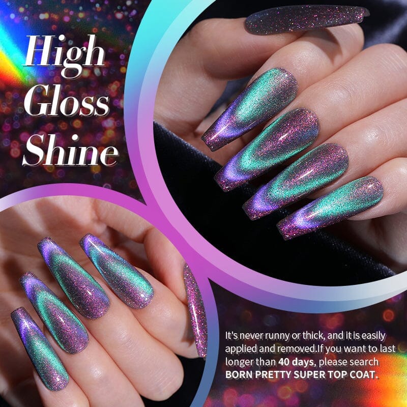 6 Colors Reflective Glass Cat Magnetic Gel Nail Polish Set - 10ml with Applicator Stick - Perfect for Nail Art, DIY Manicures & Salon Use