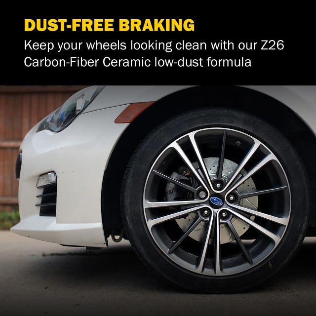 Power Stop Z26-2062 Z26 Street Warrior Front Carbon Fiber Ceramic Brake Pads with Hardware Kit - High Performance Braking for Cars, Trucks & SUVs - Ideal for Daily Driving & Street Racing