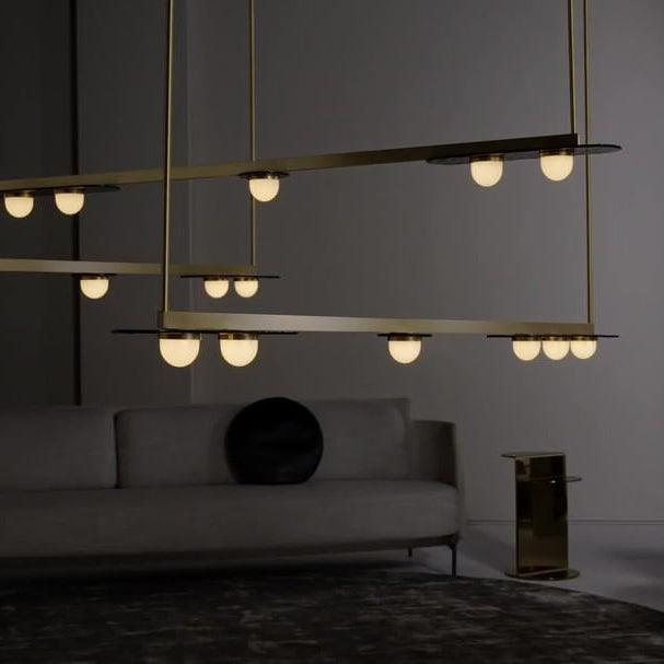 Modern Horizontal Chandelier - Sleek Linear LED Ceiling Light Fixture for Dining Room, Living Room, or Bedroom - Perfect for Contemporary Home Decor